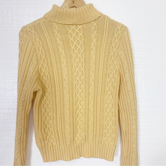 Wainscott Mustard Yellow Cableknit Cotton Sweater Size Large - Picture 5 of 9
